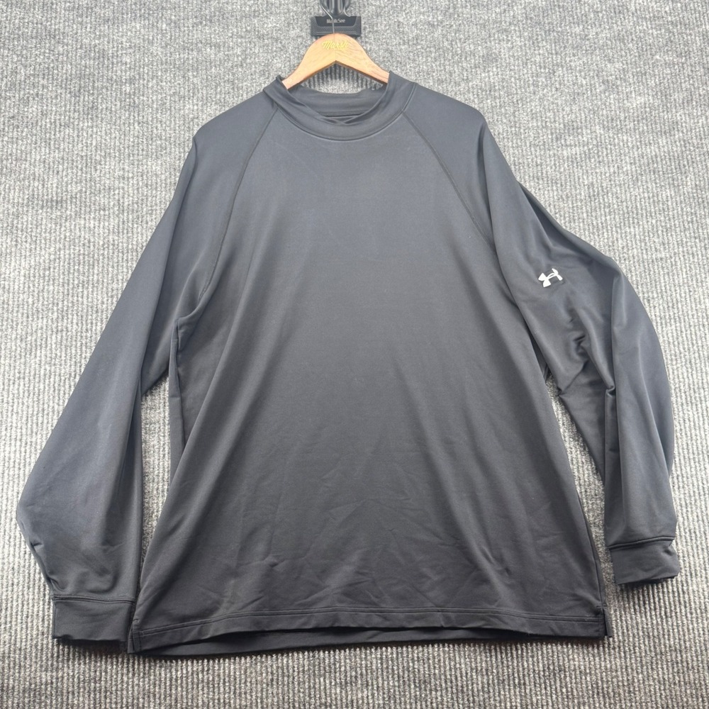 Under Armour Base Layer Mens XL Black Good Long Sleeve Mock Neck Athletic Shirt